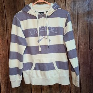 Lakegirl Hoodie Gray White Striped Small